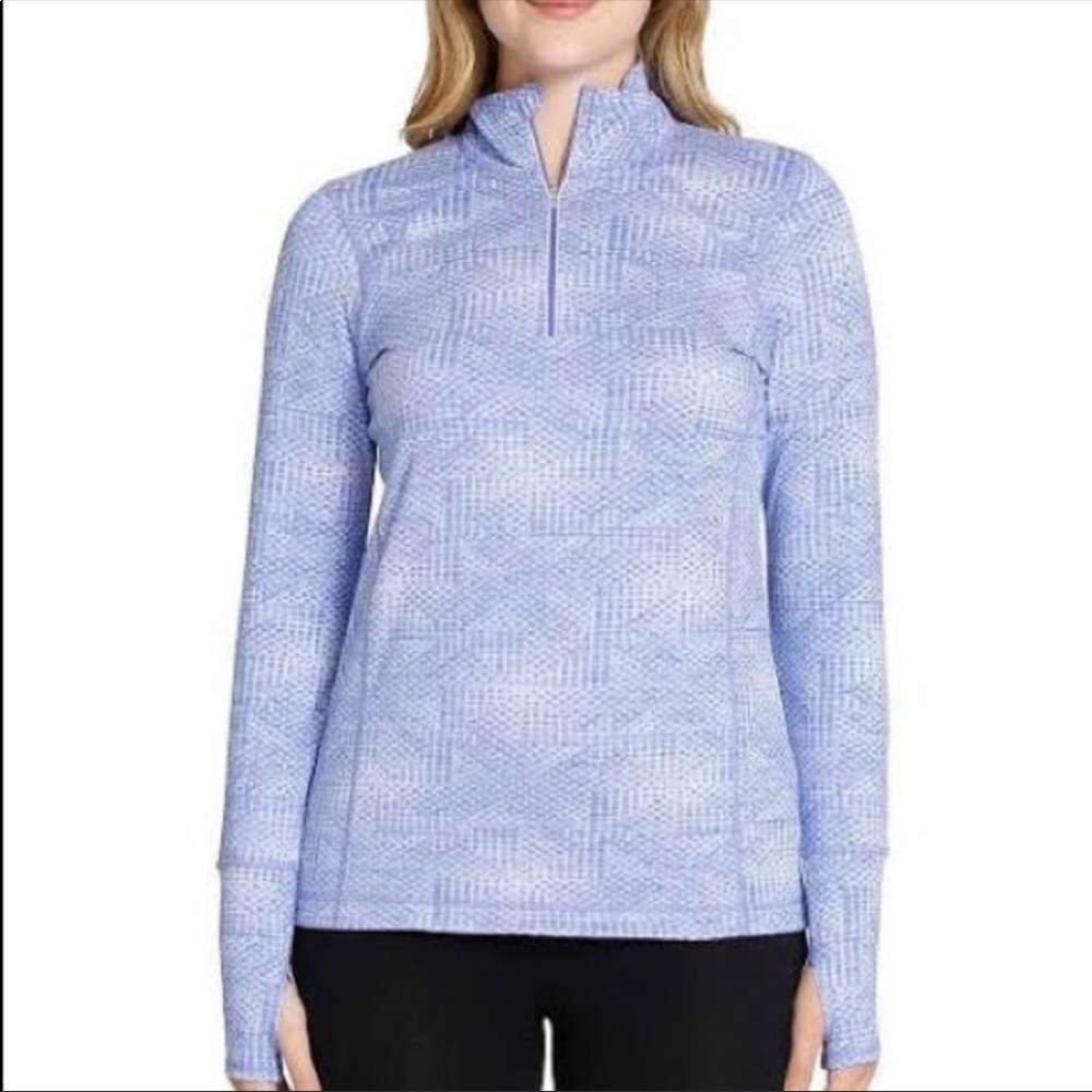 Kirkland Signature Size Medium Purple 1/4 Zipper Sweater
